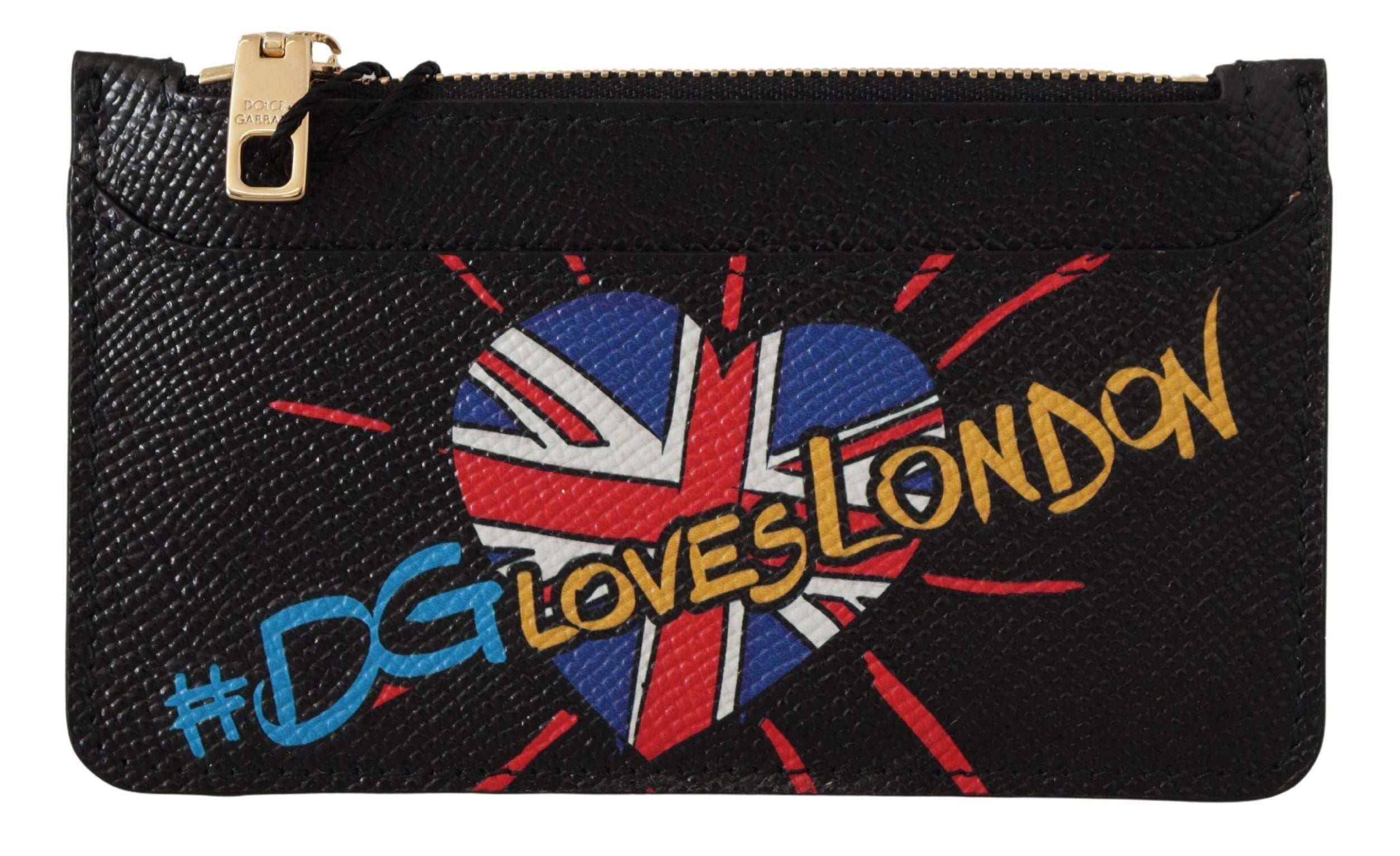 Dolce & Gabbana Black Leather #DGLovesLondon Women Cardholder Coin Case  Wallet - Luxe Nova