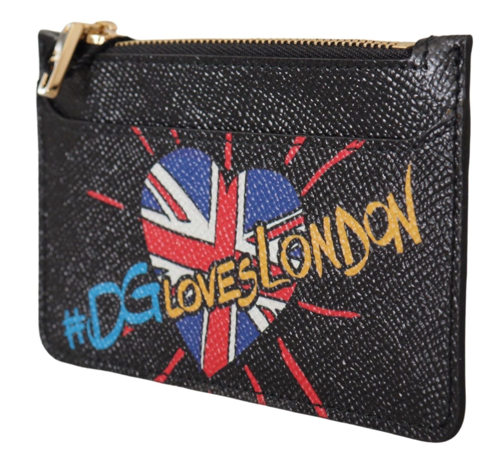 Dolce & Gabbana Black Leather #DGLovesLondon Women Cardholder Coin Case  Wallet - Luxe Nova