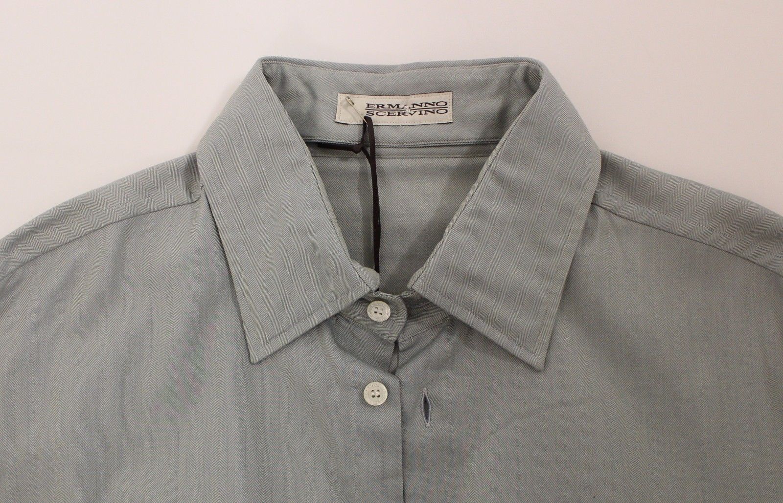 Ermanno Scervino Gray Cotton Long Sleeve Casual Shirt Top