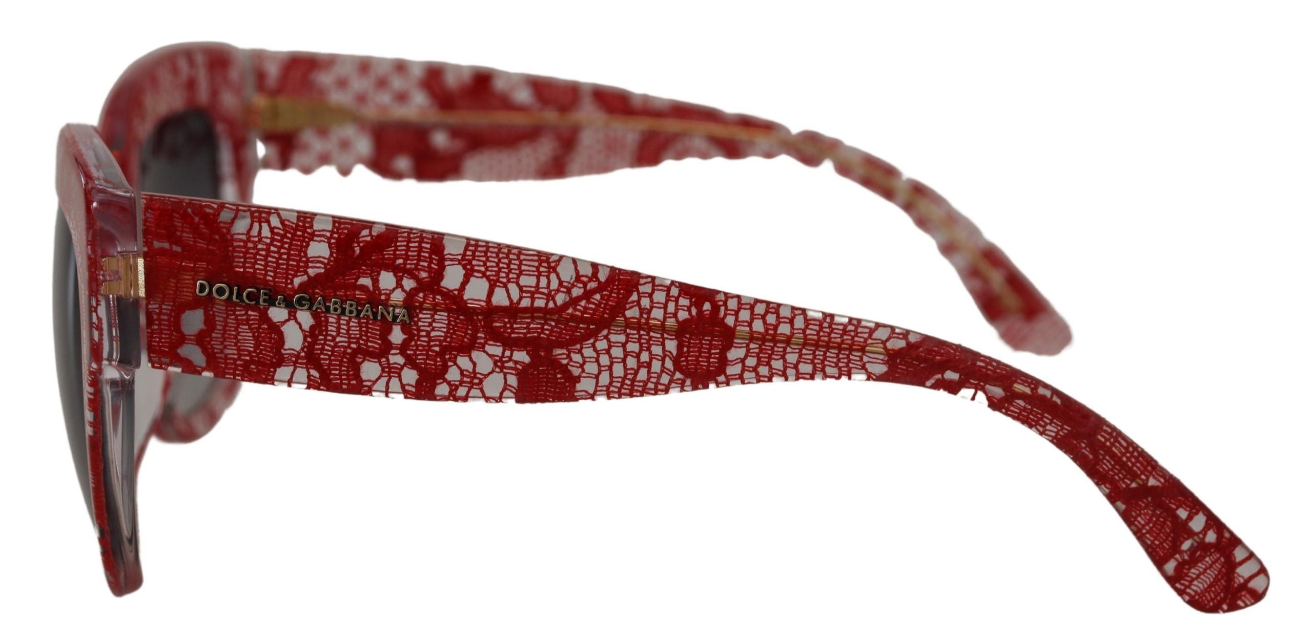 Dolce & Gabbana Red Lace Acetate Rectangle Shades  DG4231F  Sunglasses - Luxe Nova