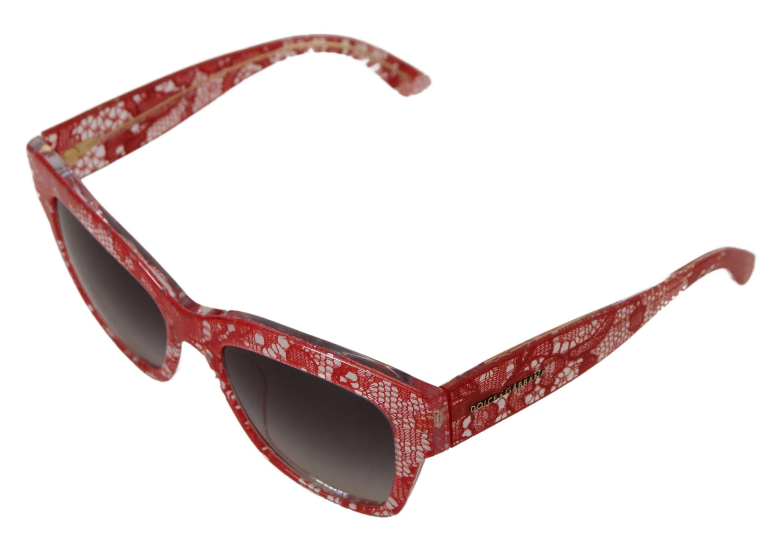 Dolce & Gabbana Red Lace Acetate Rectangle Shades  DG4231F  Sunglasses - Luxe Nova