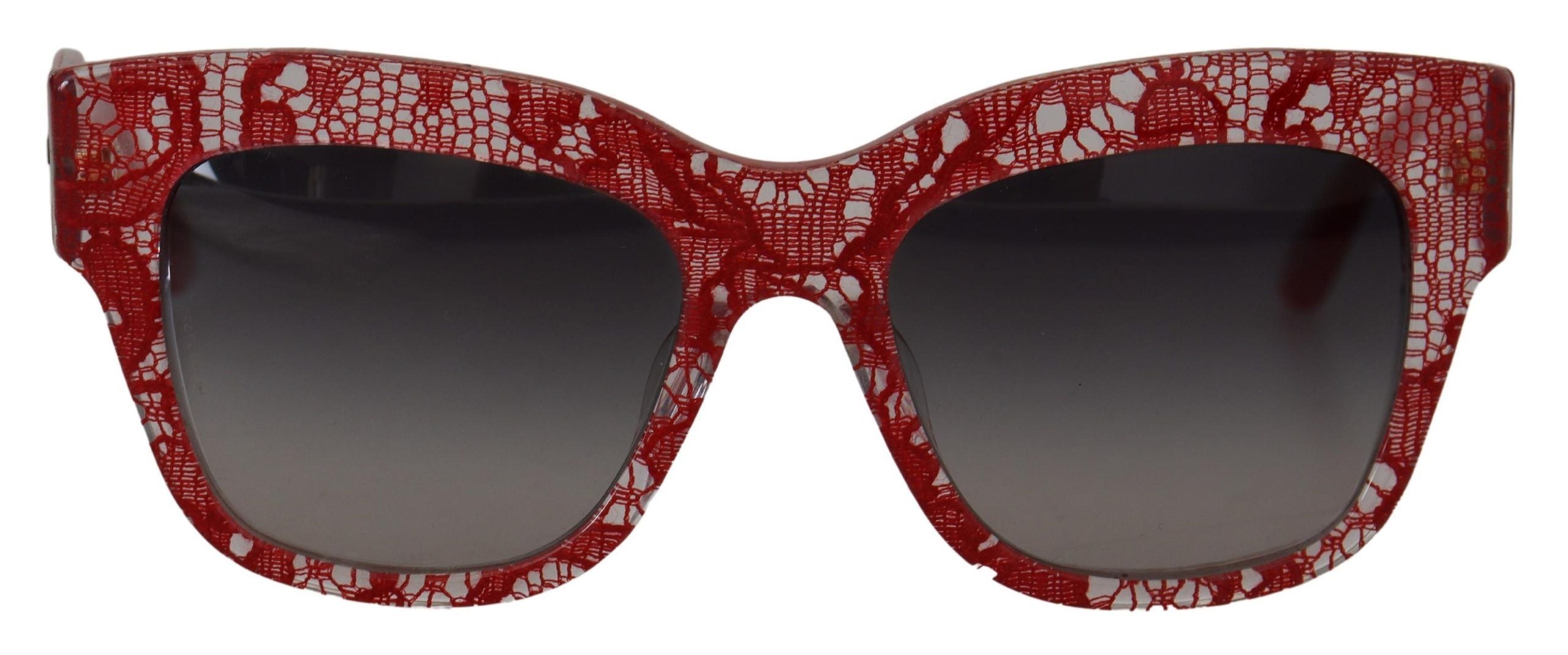 Dolce & Gabbana Red Lace Acetate Rectangle Shades  DG4231F  Sunglasses - Luxe Nova
