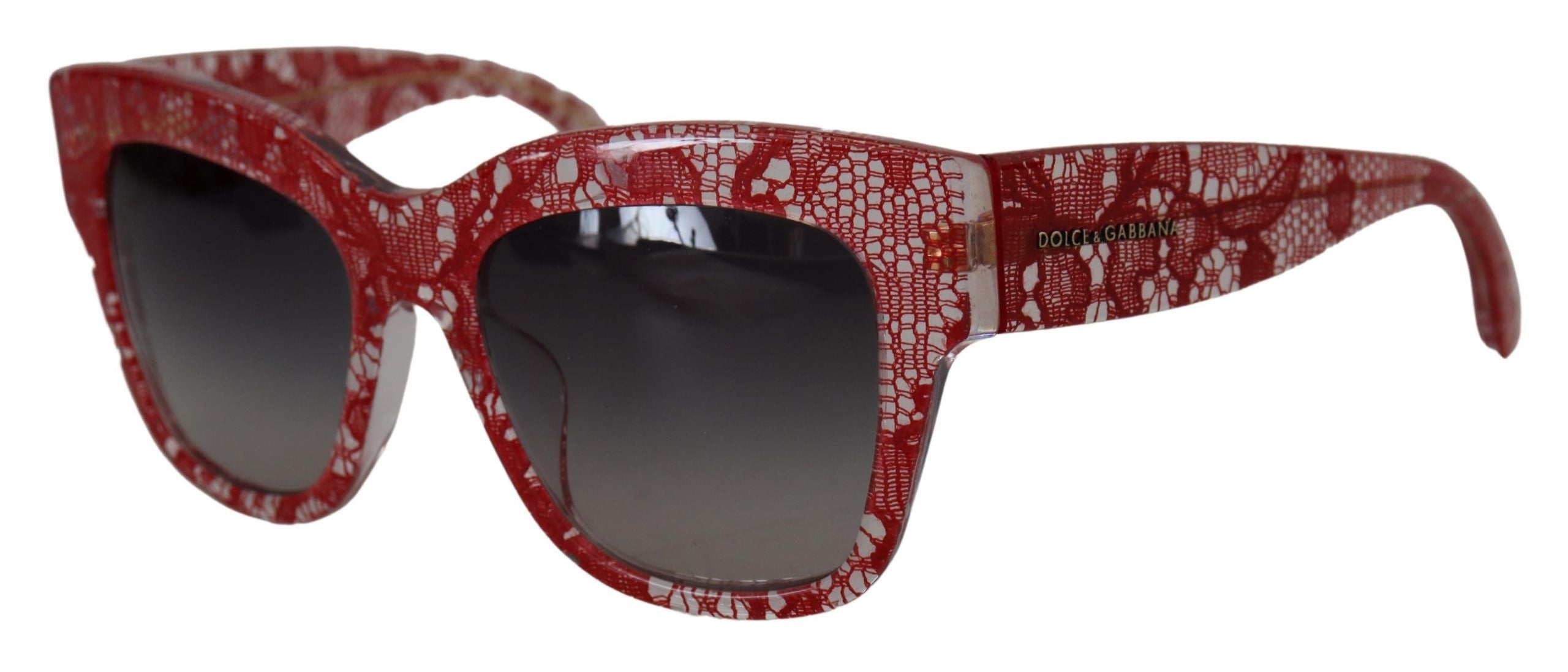 Dolce & Gabbana Red Lace Acetate Rectangle Shades  DG4231F  Sunglasses - Luxe Nova