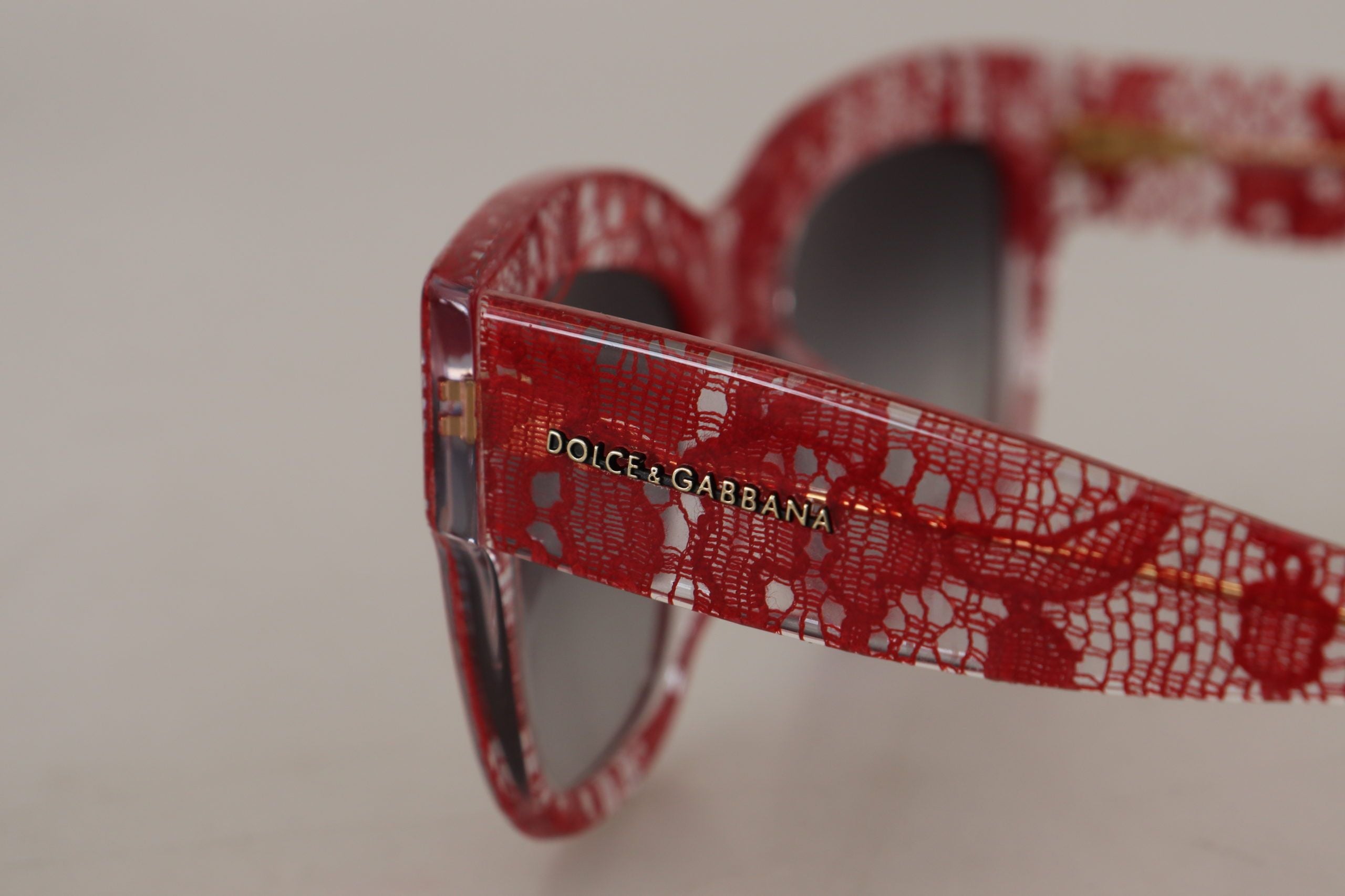 Dolce & Gabbana Red Lace Acetate Rectangle Shades  DG4231F  Sunglasses - Luxe Nova
