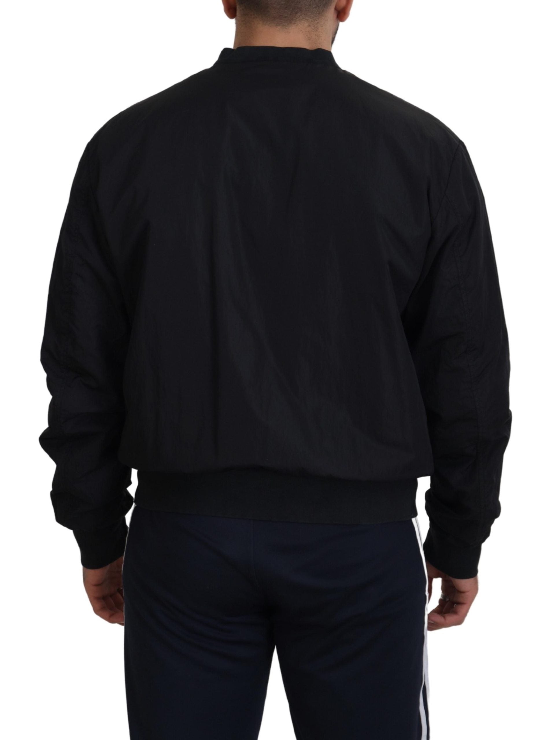 Dolce & Gabbana Black Nylon Logo Bomber Zipper Jacket - Luxe Nova