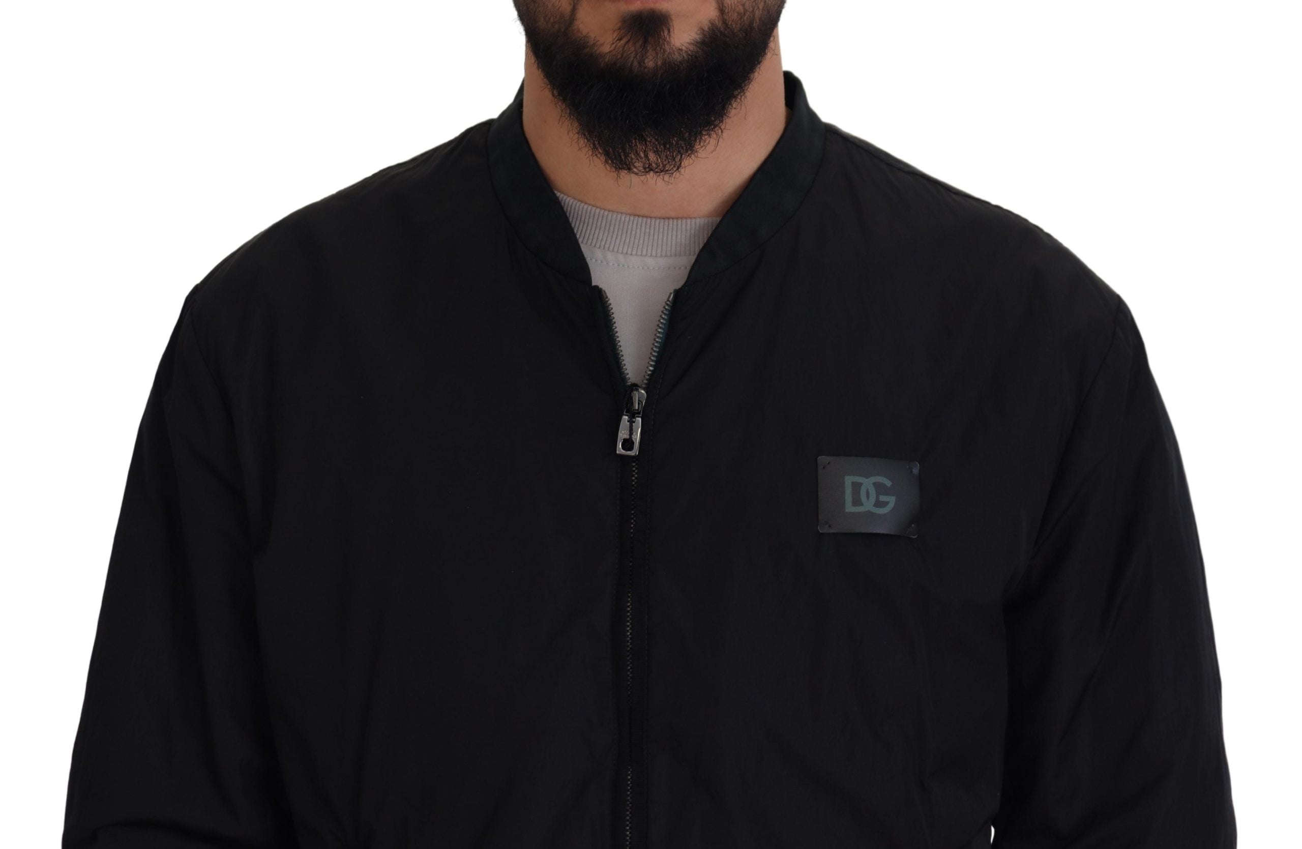 Dolce & Gabbana Black Nylon Logo Bomber Zipper Jacket - Luxe Nova