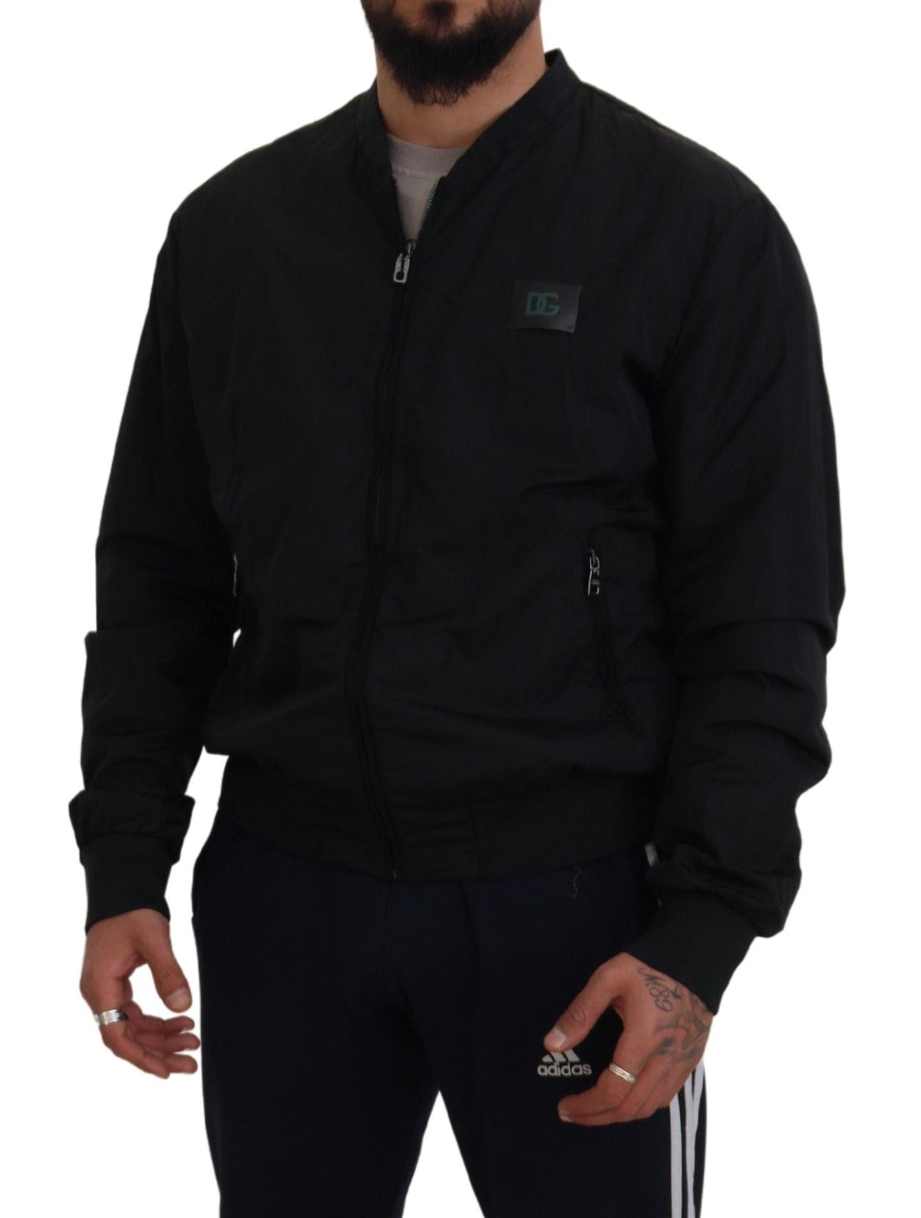 Dolce & Gabbana Black Nylon Logo Bomber Zipper Jacket - Luxe Nova