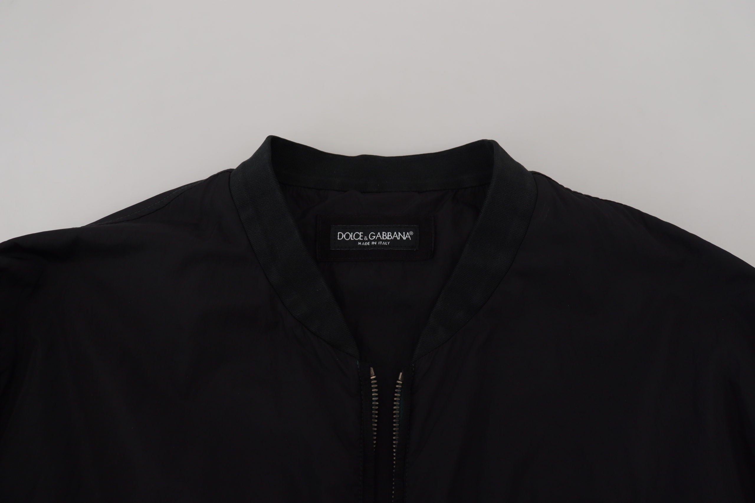 Dolce & Gabbana Black Nylon Logo Bomber Zipper Jacket - Luxe Nova