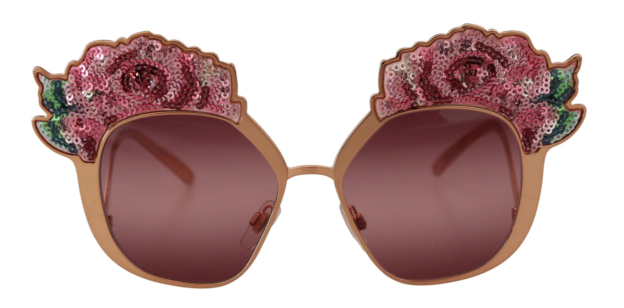 Dolce & Gabbana Pink Gold Rose Sequin Embroidery DG2202 Sunglasses - Luxe Nova