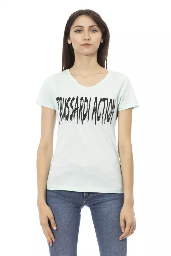 Trussardi Action Light Blue Cotton Women Top - Luxe Nova
