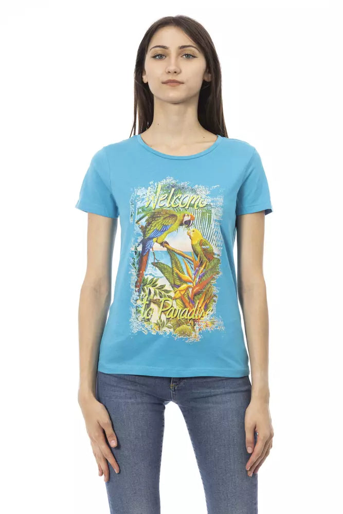 Trussardi Action Light Blue Cotton Women T-Shirt - Luxe Nova
