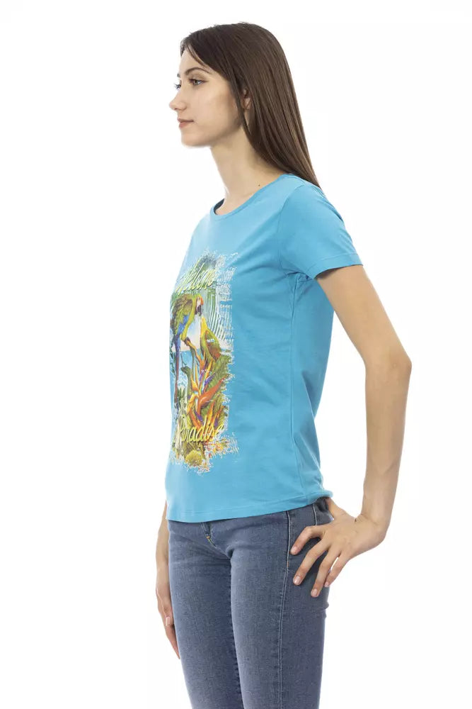 Trussardi Action Light Blue Cotton Women T-Shirt - Luxe Nova