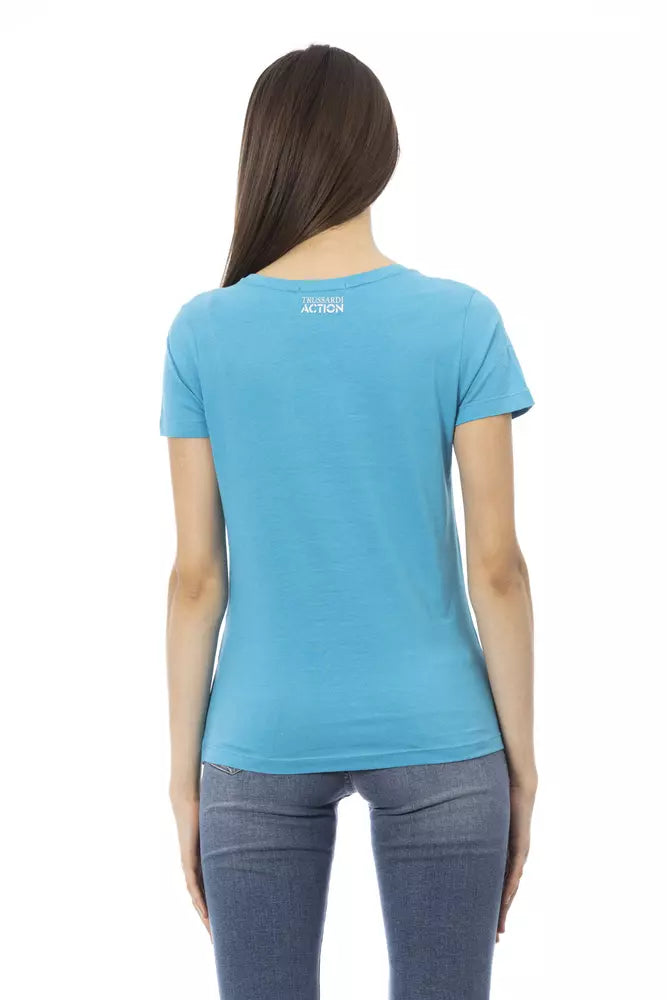Trussardi Action Light Blue Cotton Women T-Shirt - Luxe Nova