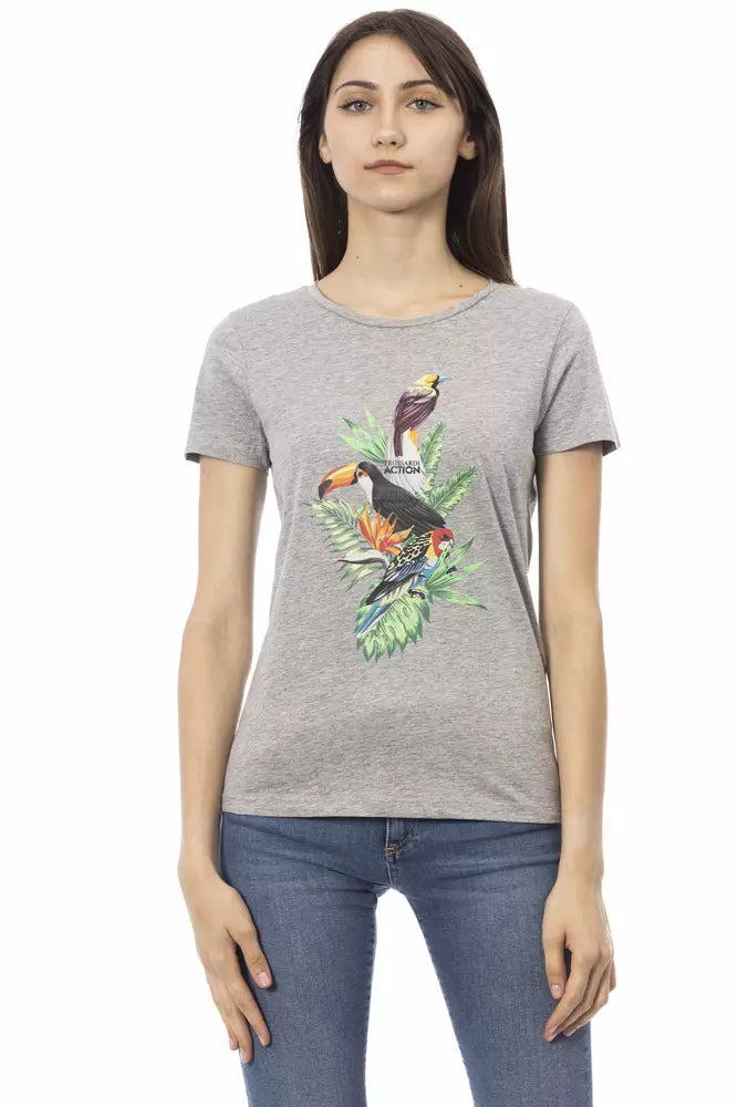 Trussardi Action Gray Cotton Women T-Shirt - Luxe Nova