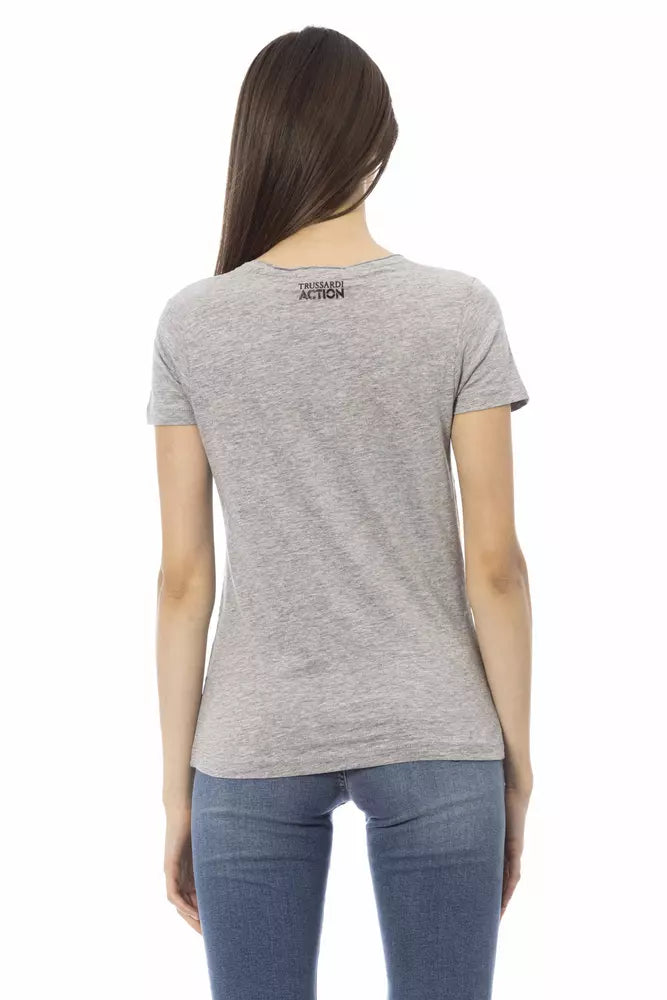 Trussardi Action Gray Cotton Women T-Shirt - Luxe Nova
