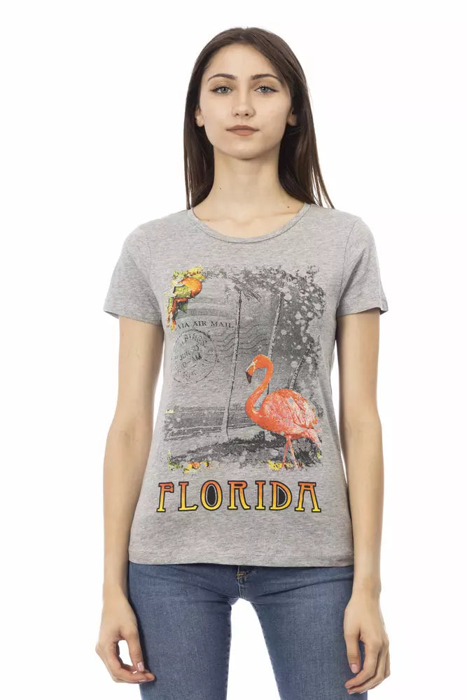 Trussardi Action Gray Cotton Women T-Shirt - Luxe Nova