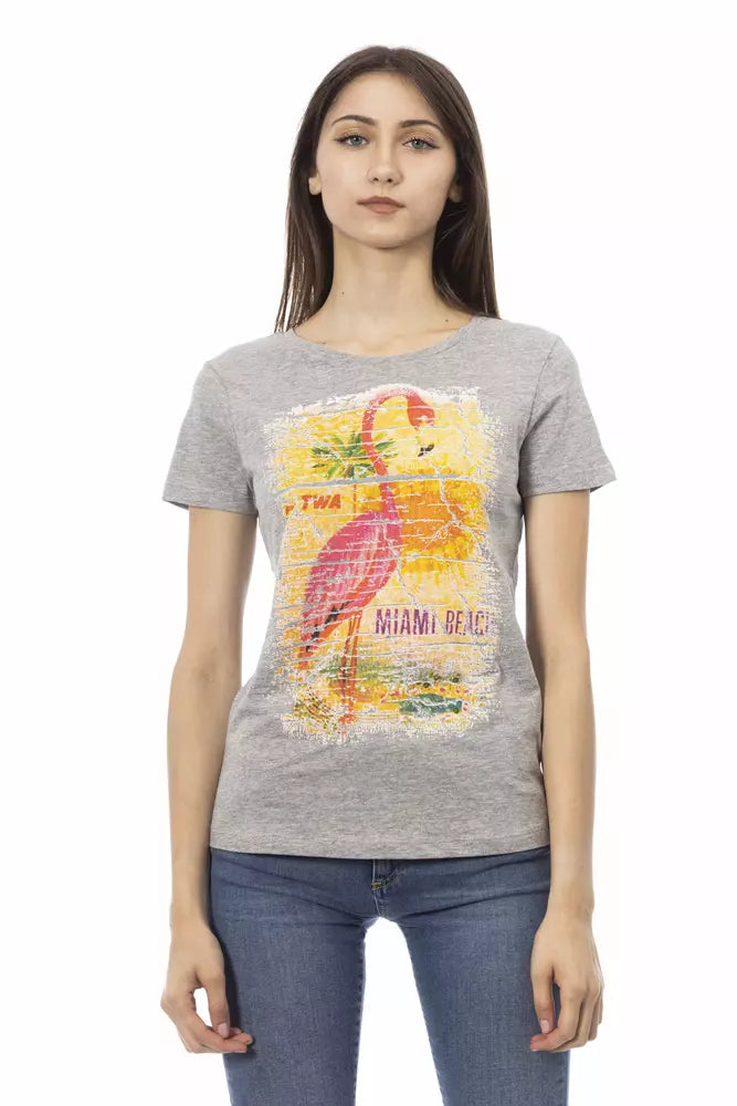 Trussardi Action Gray Cotton Women T-Shirt - Luxe Nova