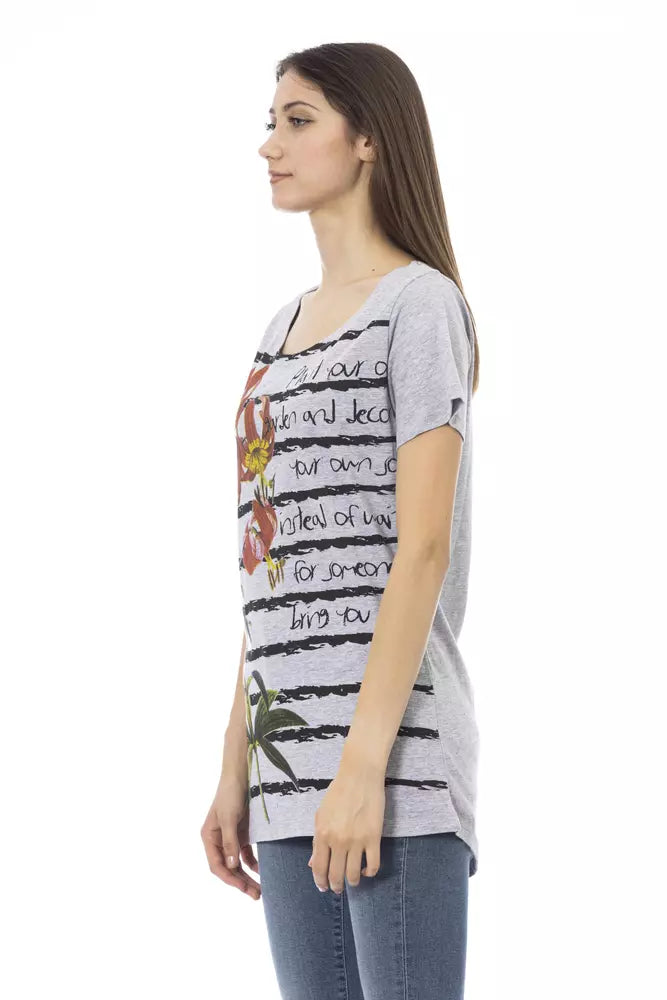 Trussardi Action Gray Cotton Women T-Shirt - Luxe Nova