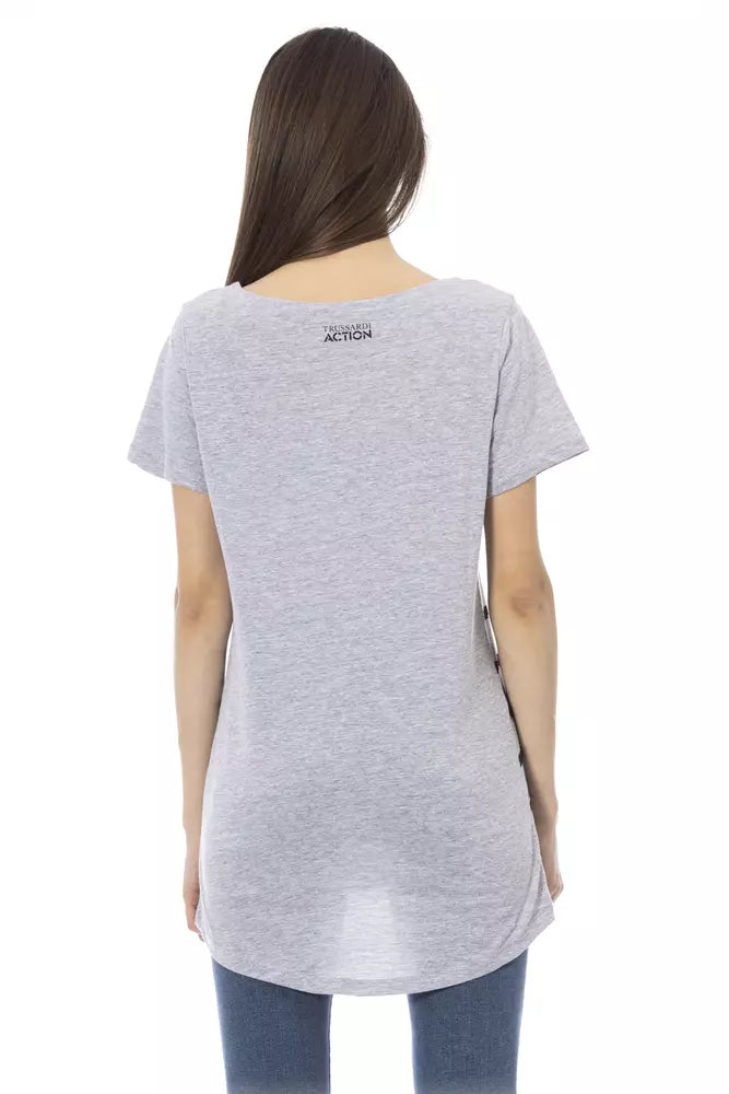 Trussardi Action Gray Cotton Women T-Shirt - Luxe Nova