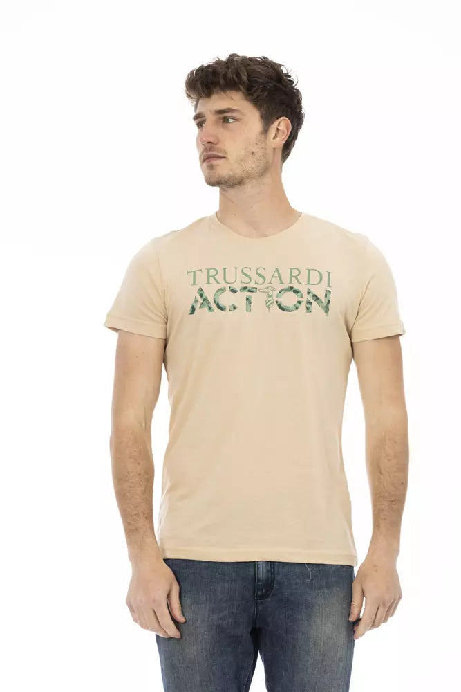 Trussardi Action Beige Cotton Men's T-Shirt - Luxe Nova