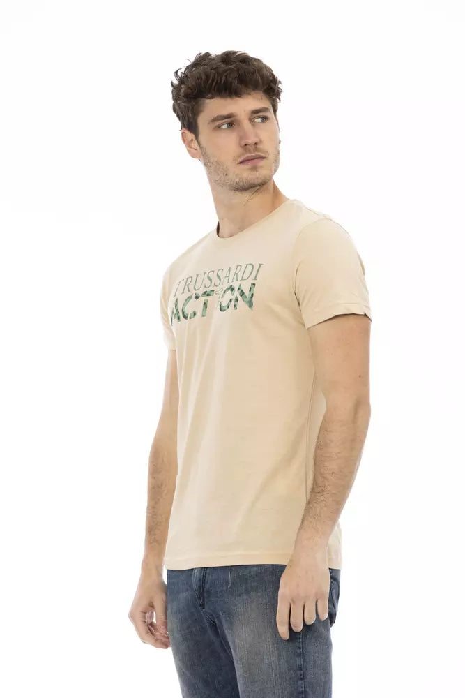 Trussardi Action Beige Cotton Men's T-Shirt - Luxe Nova