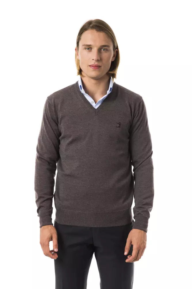 Uominitaliani Gray Merino Wool Men Sweater - Luxe Nova