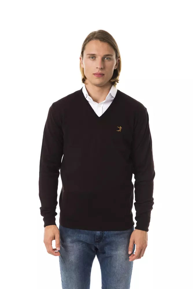 Uominitaliani Brown Merino Wool Men Sweater - Luxe Nova