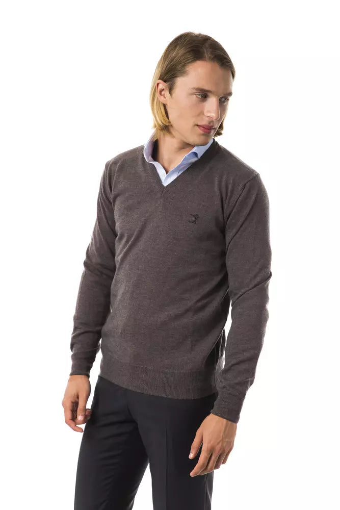 Uominitaliani Gray Merino Wool Men Sweater - Luxe Nova