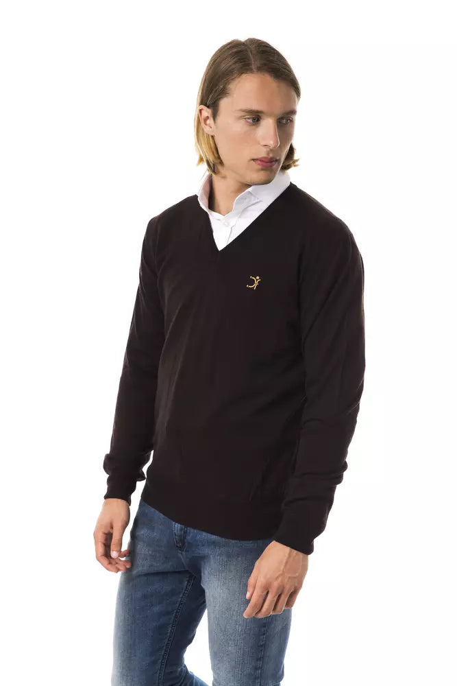 Uominitaliani Brown Merino Wool Men Sweater - Luxe Nova