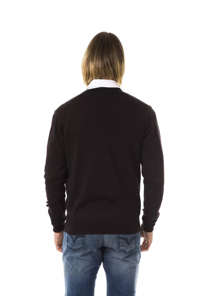 Uominitaliani Brown Merino Wool Men Sweater - Luxe Nova