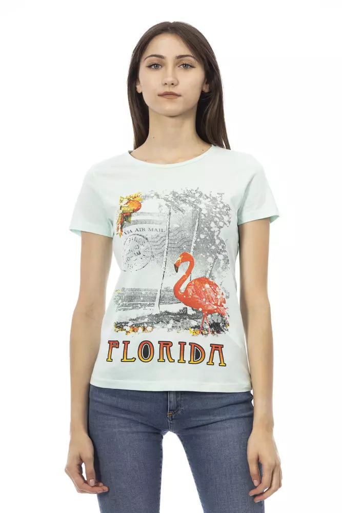 Trussardi Action Light Blue Cotton Women T-Shirt - Luxe Nova