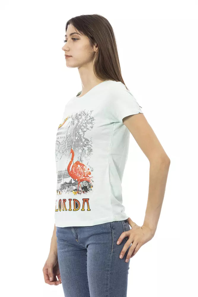 Trussardi Action Light Blue Cotton Women T-Shirt - Luxe Nova