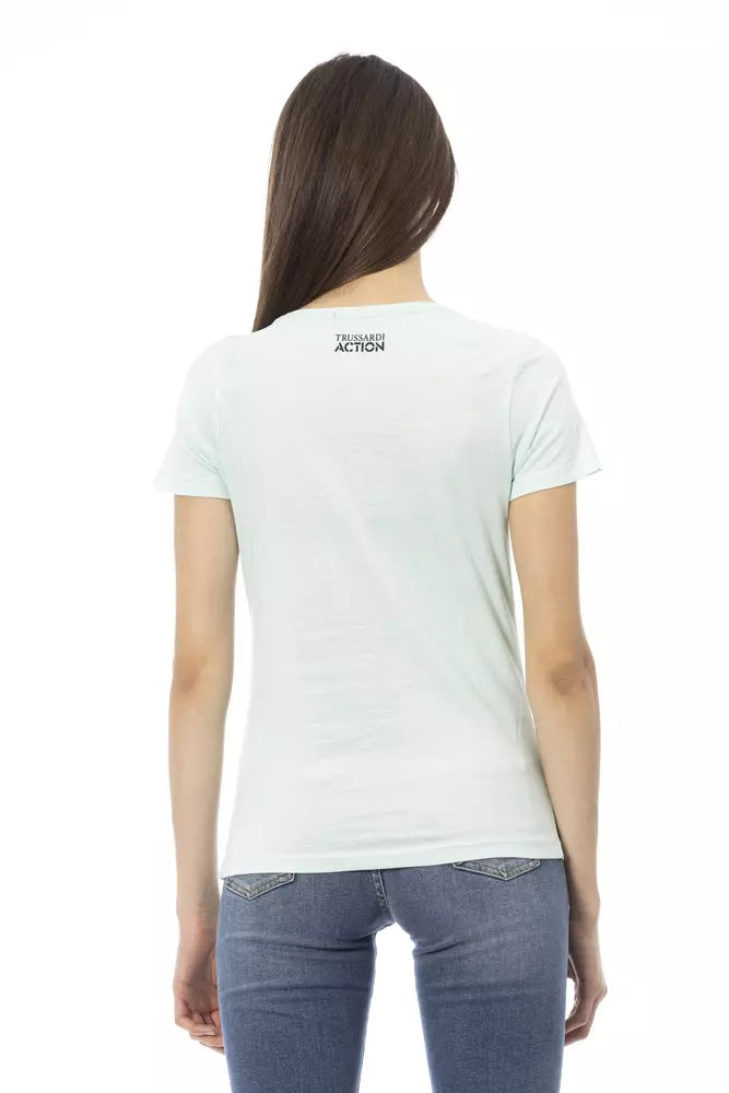 Trussardi Action Light Blue Cotton Women T-Shirt - Luxe Nova