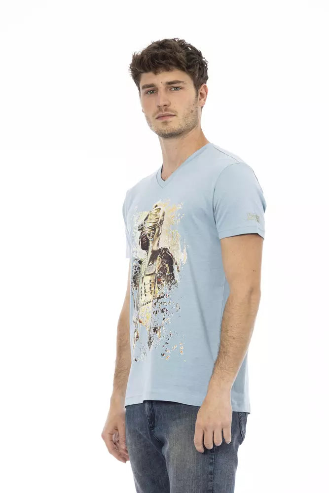 Trussardi Action Light Blue Cotton Men T-Shirt - Luxe Nova
