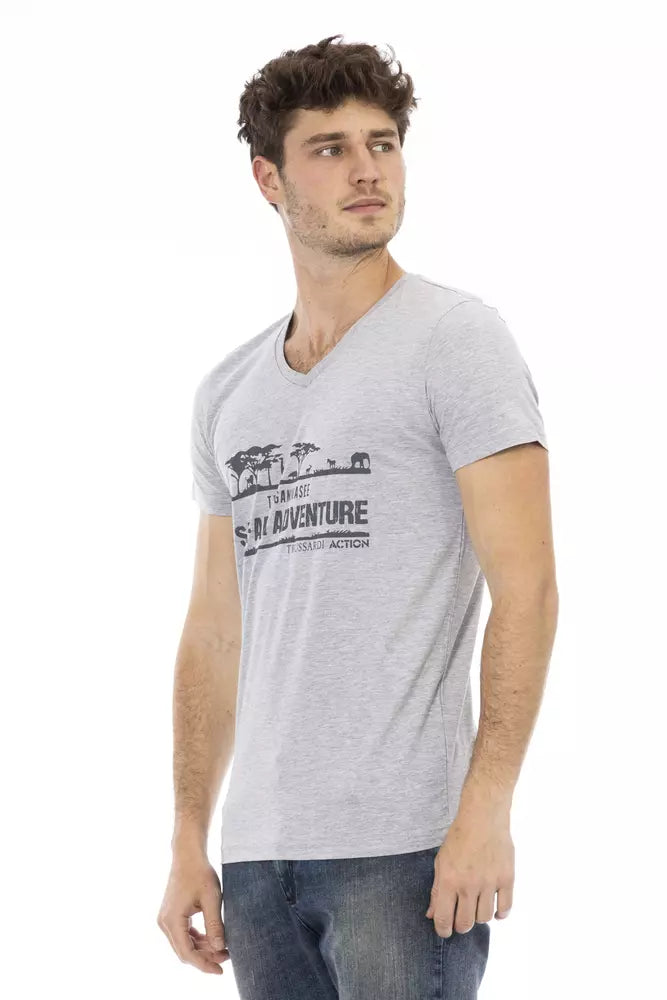 Trussardi Action Gray Cotton Men T-Shirt - Luxe Nova