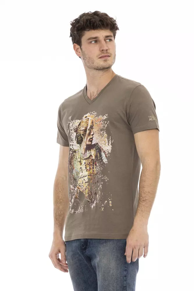 Trussardi Action Brown Cotton Men T-Shirt - Luxe Nova