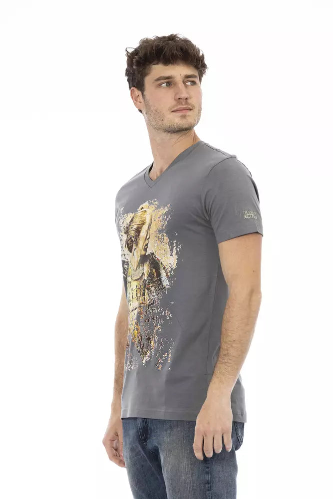 Trussardi Action Gray Cotton Men T-Shirt - Luxe Nova