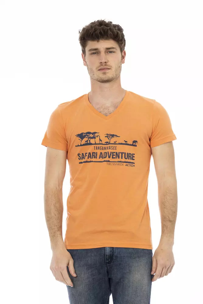 Trussardi Action Orange Cotton Men's T-Shirt - Luxe Nova