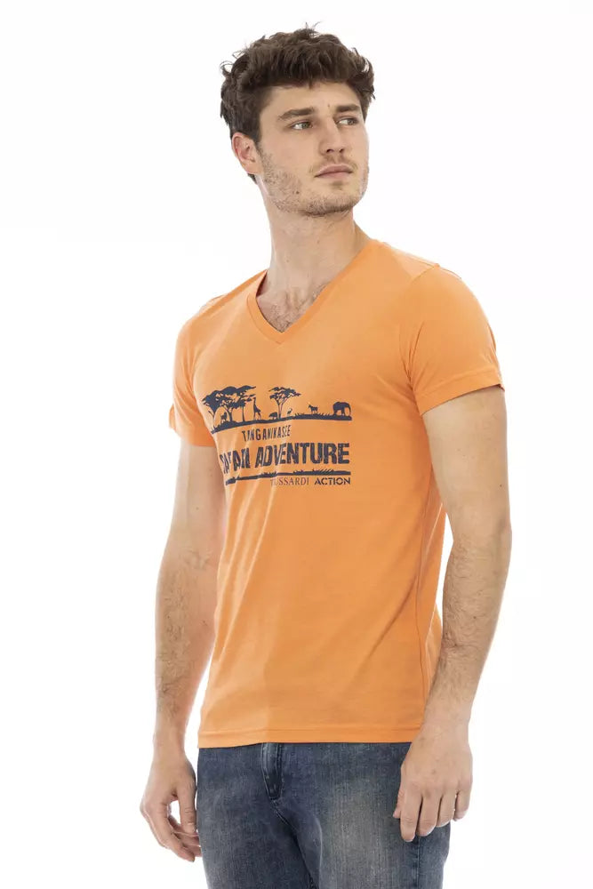Trussardi Action Orange Cotton Men's T-Shirt - Luxe Nova