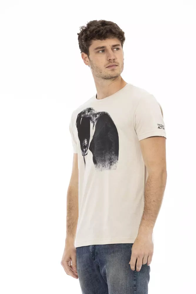 Trussardi Action Beige Cotton Men T-Shirt - Luxe Nova