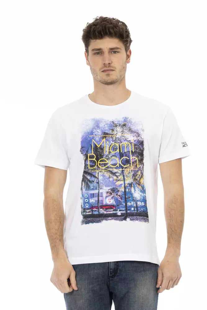 Trussardi Action White Cotton Men T-Shirt - Luxe Nova