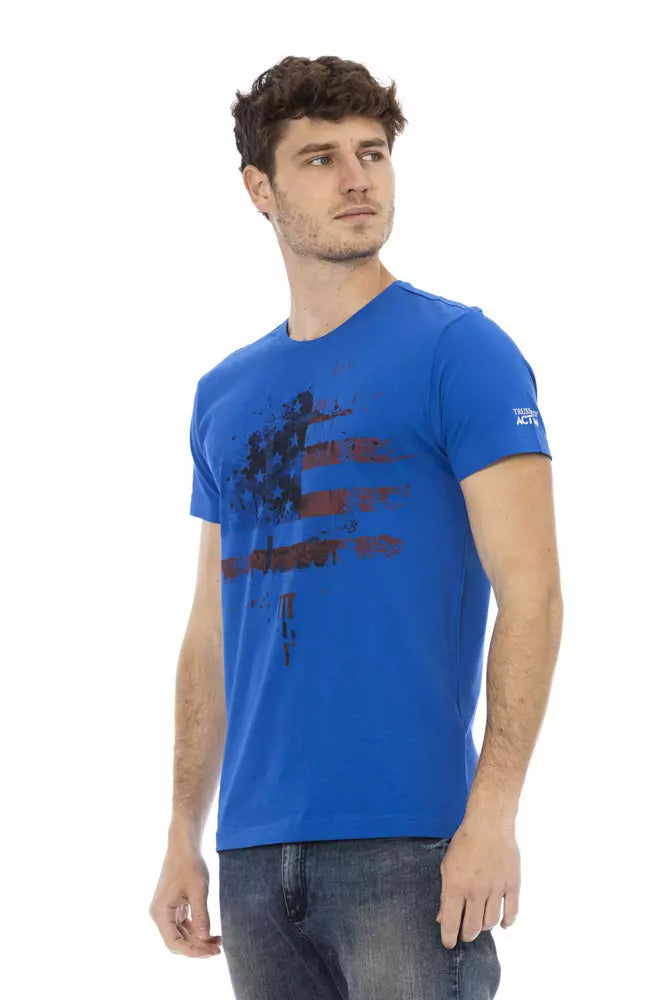Trussardi Action Blue Cotton Men T-Shirt - Luxe Nova