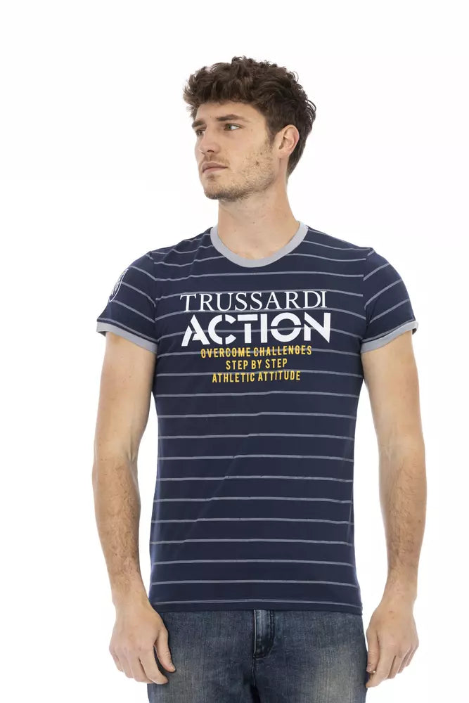 Trussardi Action Blue Cotton Men T-Shirt - Luxe Nova