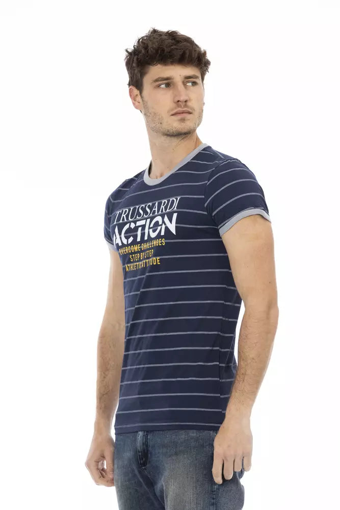 Trussardi Action Blue Cotton Men T-Shirt - Luxe Nova