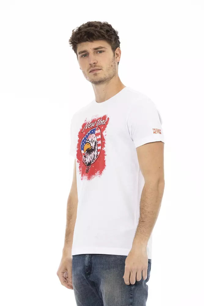 Trussardi Action White Cotton Men T-Shirt - Luxe Nova