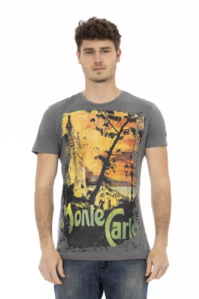 Trussardi Action Gray Cotton Men T-Shirt - Luxe Nova