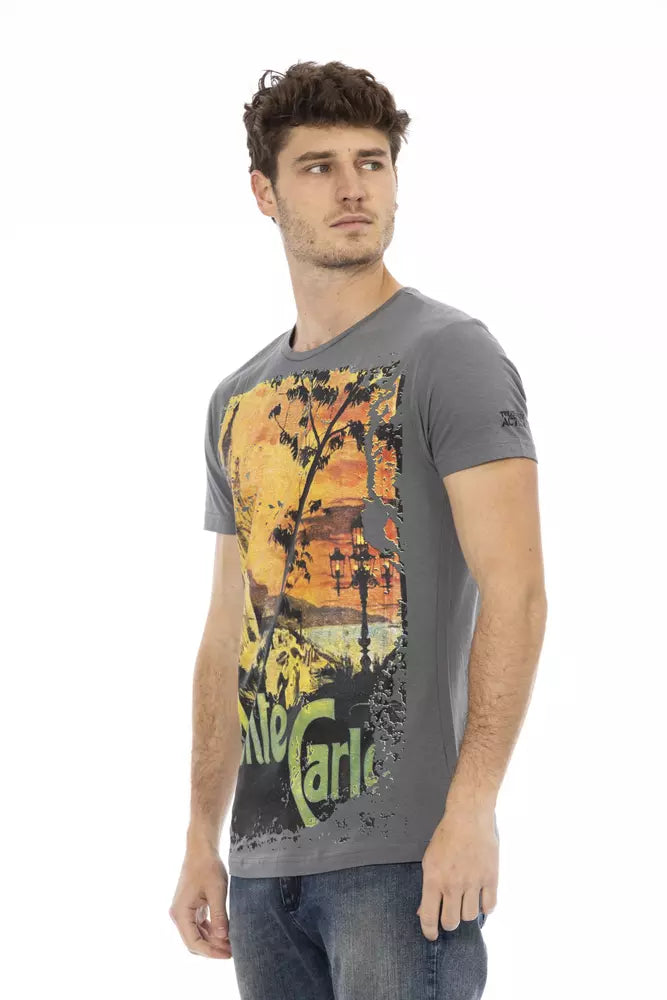 Trussardi Action Gray Cotton Men T-Shirt - Luxe Nova