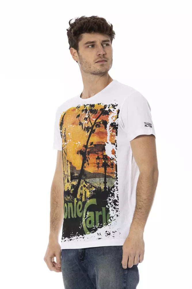 Trussardi Action White Cotton Men T-Shirt - Luxe Nova