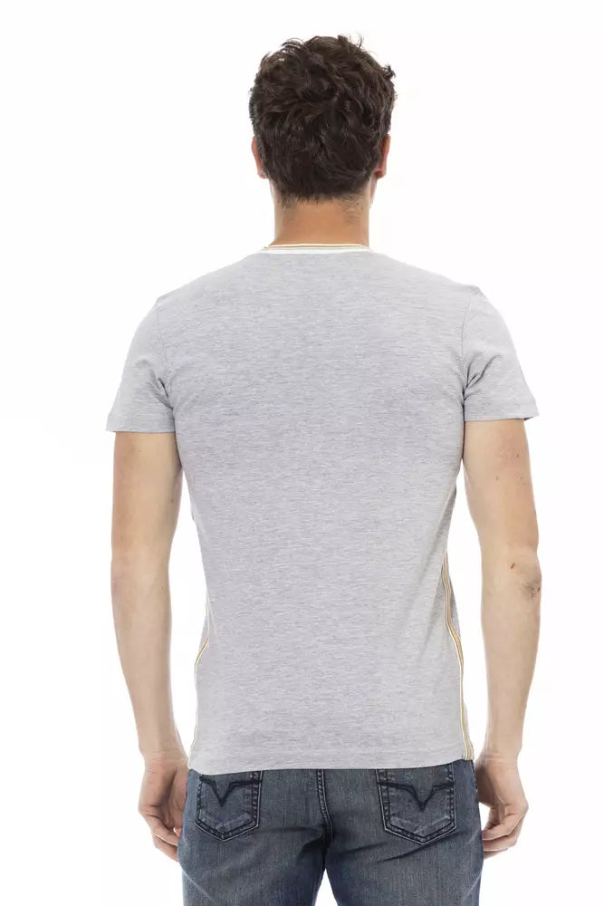 Trussardi Action Gray Cotton Men's V-Neck T-Shirt - Luxe Nova