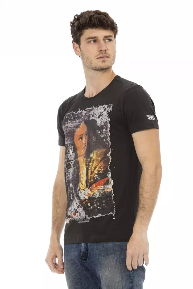 Trussardi Action Black Cotton Men T-Shirt - Luxe Nova
